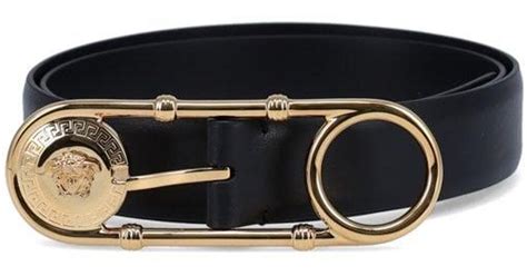 versace safety pin leather belt|Safety Pin leather belt in black .